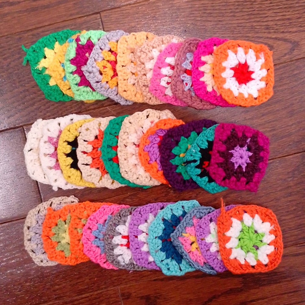 30 Piece Crochet Flowers DIY Linen Blanket Throw Hats